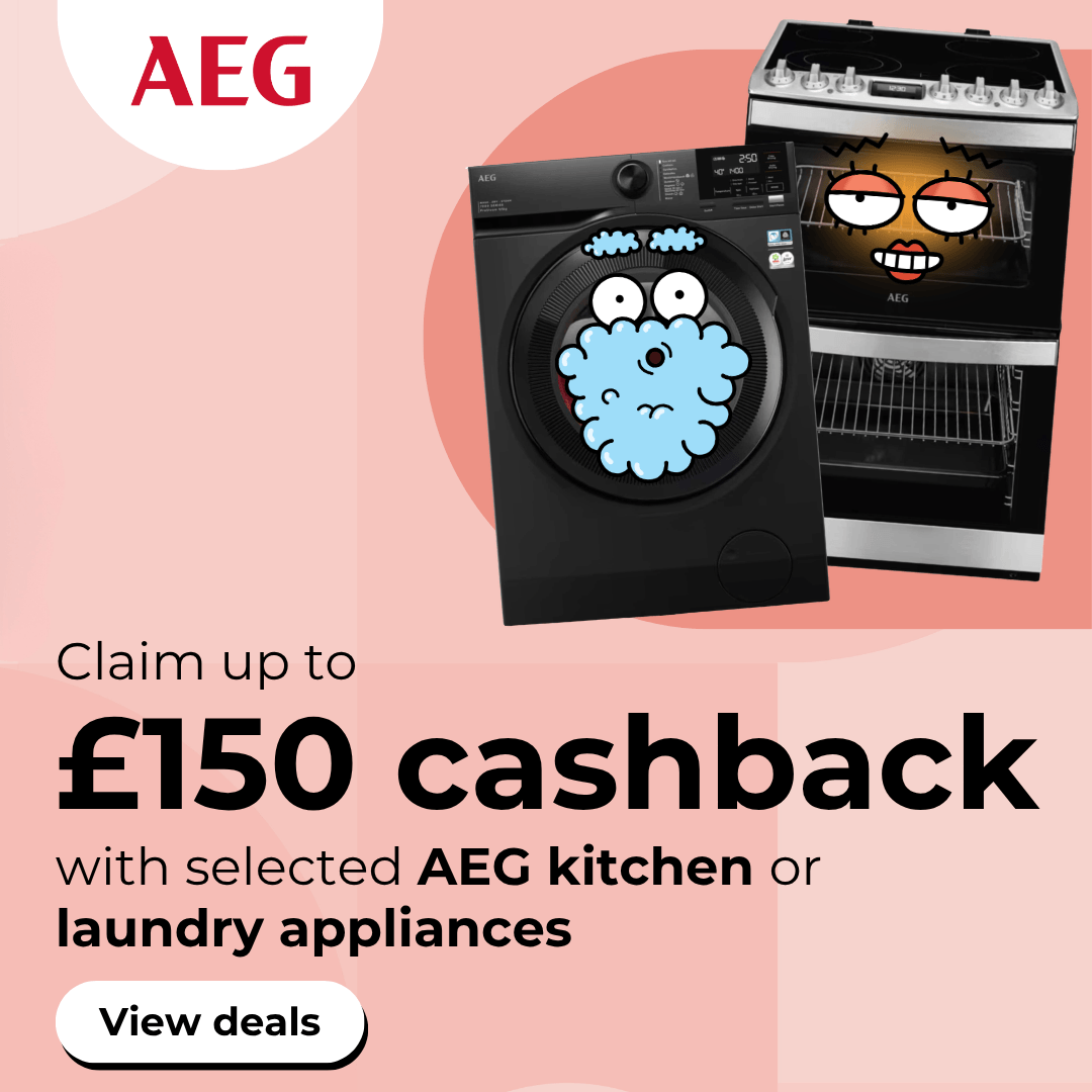 Claim up to £150 cashback with selected AEG appliances